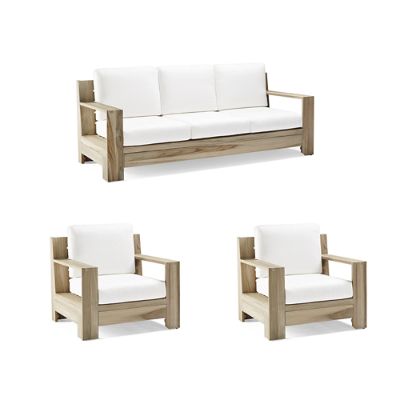 St. Kitts 3-pc. Sofa Set with Two Lounge Chairs in Weathered Teak