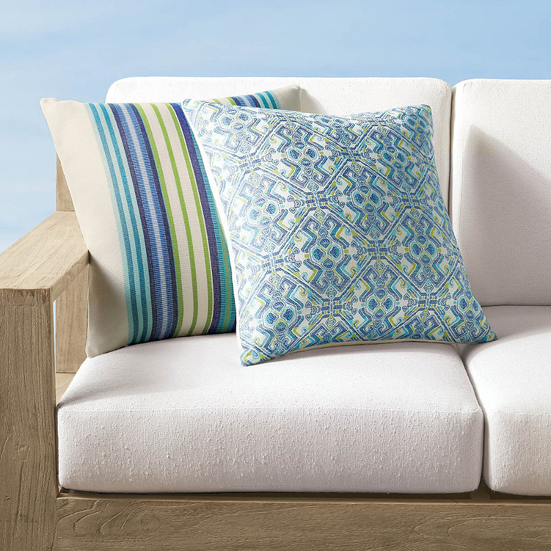 Frontgate Set Of 2 Summer Stripe & Delphi Indoor/outdoor Pillow Sets By Elaine Smith