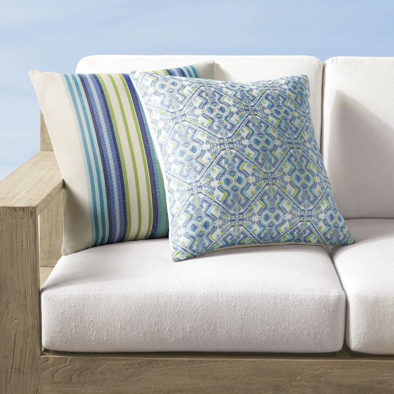 Frontgate Set Of 4 Summer Stripe & Delphi Indoor/outdoor Pillow Sets By Elaine Smith