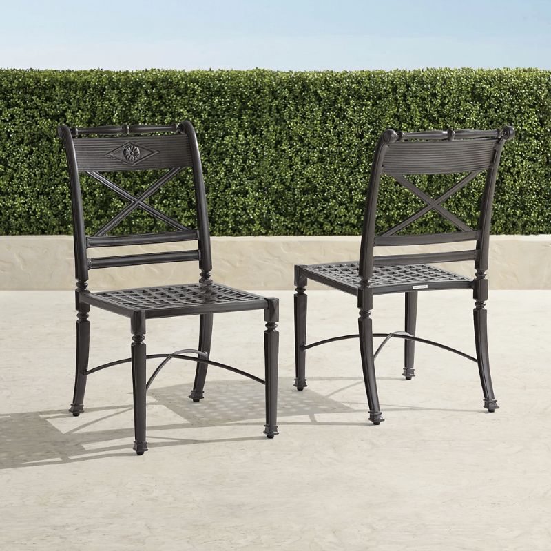 Frontgate Set Of 2 Carlisle Dining Side Chairs In Slate Aluminum