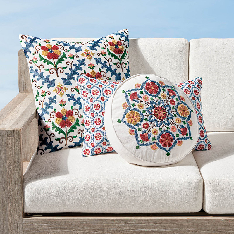 Anika Multicolored Embroidered Indoor Outdoor Pillow Covers