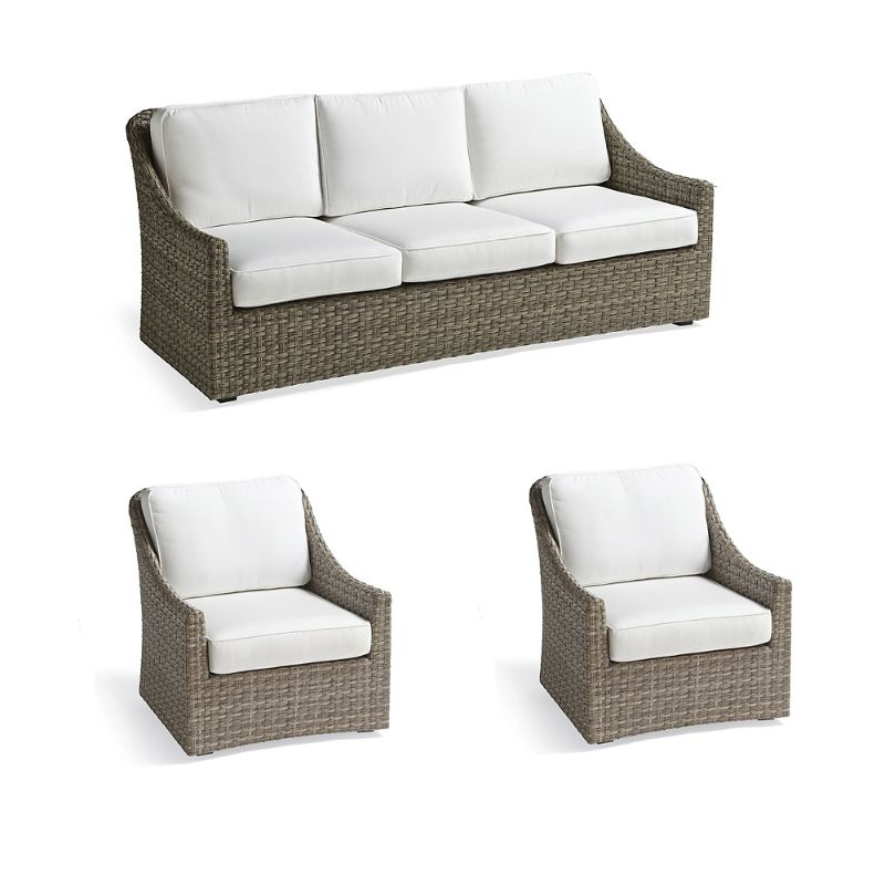 Frontgate Ashby 3-pc. Sofa Set With Two Lounge Chairs In Putty Wicker