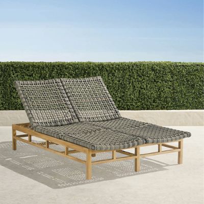 Isola Double Chaise in Natural Teak & Driftwood Wicker