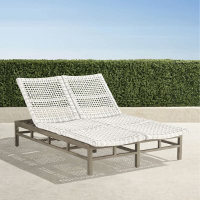 Isola Double Chaise in Weathered Teak & Washed White Wicker