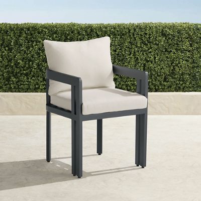 Porticello Dining Arm Chairs in Matte Black Aluminum, Set of Two