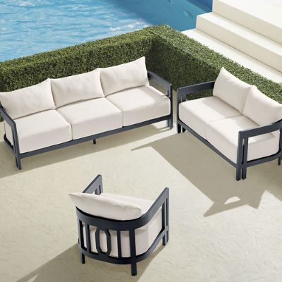 Porticello 3-pc. Sofa Set in Matte Black Aluminum