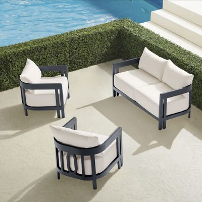 Porticello 3-pc. Loveseat Set in Matte Black Aluminum