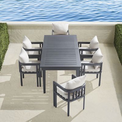 Porticello 7-pc. Dining Set in Matte Black Aluminum