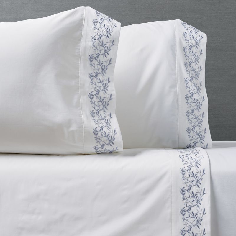 Frontgate Set Of 2 Floret Pillowcases In Dusty Blue