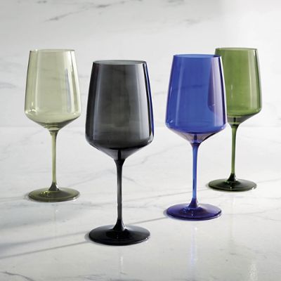 Assorted European Crystal Wine Glasses, Set of Four