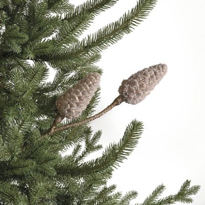 Glitter Glass Pine Cone Stems, Set of Three