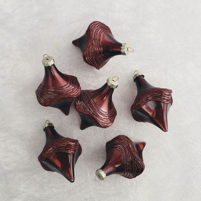 Ruby Ornate Ornaments, Set of Six