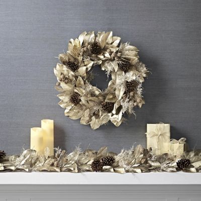 Gilded Magnolia & Pinecone Greenery Collection