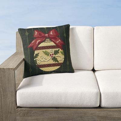 Holly Ornament Indoor/Outdoor Pillow