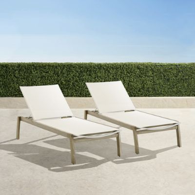 Newport Weathered Teak Chaises, Set of Two 