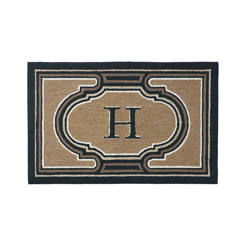Frontgate Bowery Monogram Door Mat In Toast