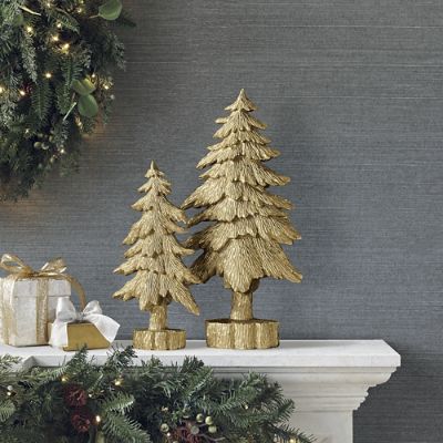 Gold Mantel Decorative Trees