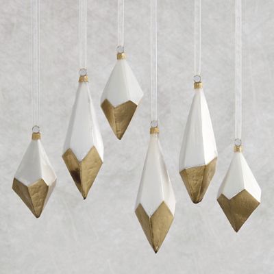 Gold-Dipped Diamond Ornaments, Set of Six