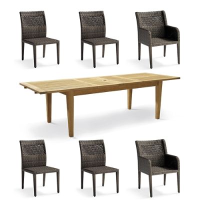 Pasadena 7-pc. Rectangular Dining Set in Bronze Wicker