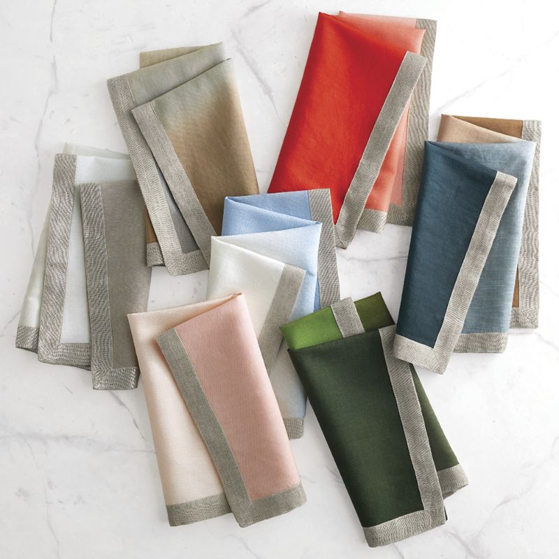 Frontgate Set Of 4 Dip Dye Napkins In Blush,gold