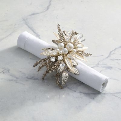 Gilded Spray Napkin Rings, Set of Four