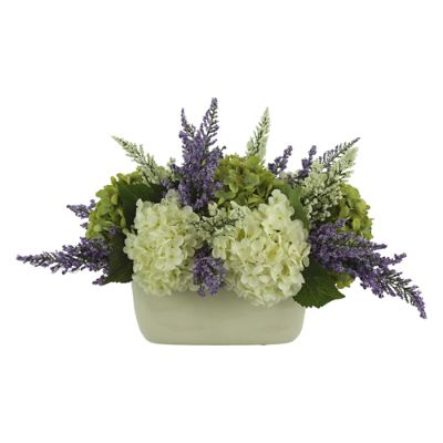 Heather Hydrangea Arrangement in Ceramic Vase