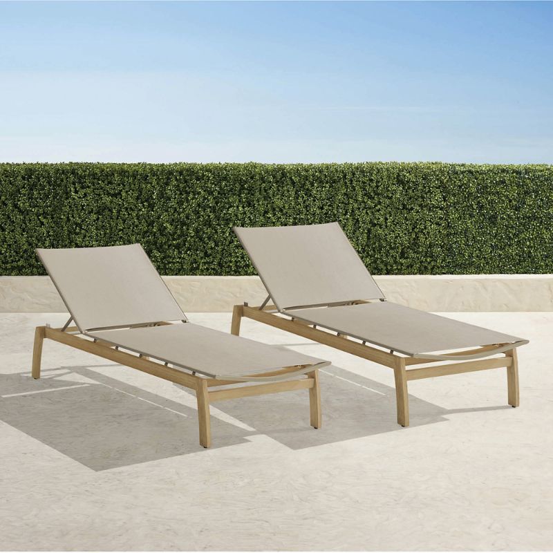 Frontgate Set Of 2 Ibiza Natural Teak Chaises