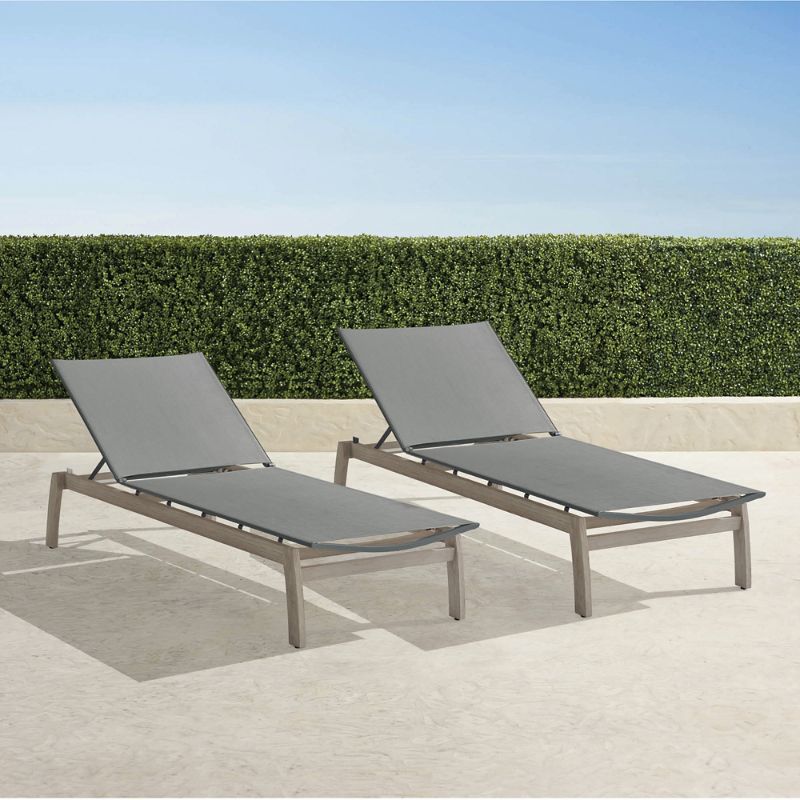 FRONTGATE SET OF 2 IBIZA CHAISES IN WEATHERED TEAK 