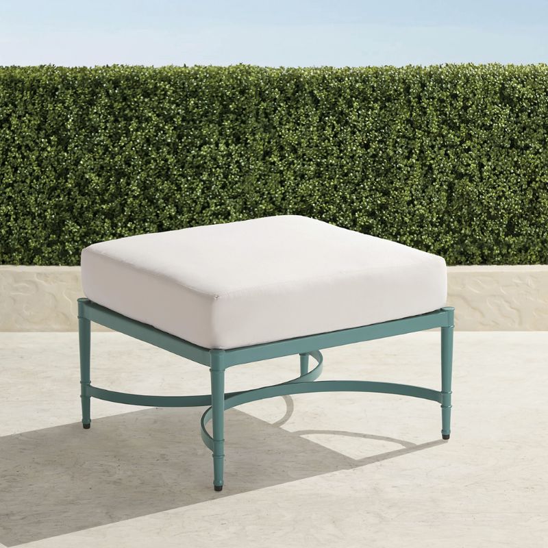 Frontgate Angelina Ottoman With Cushions In Caribbean Aluminum
