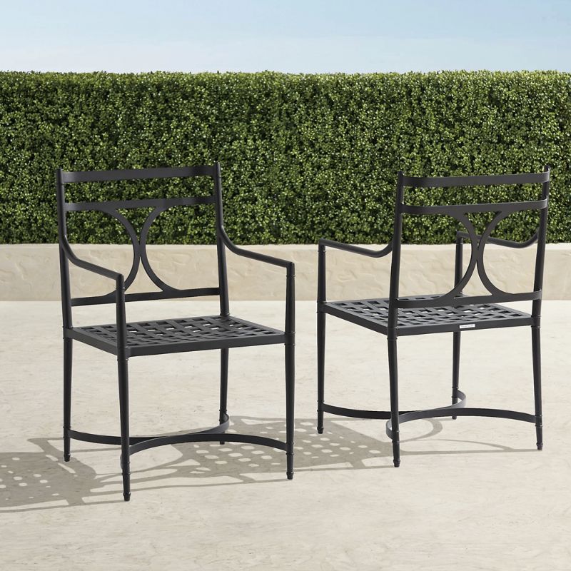 Frontgate Set Of 2 Angelina Dining Arm Chairs In Jet Black Aluminum