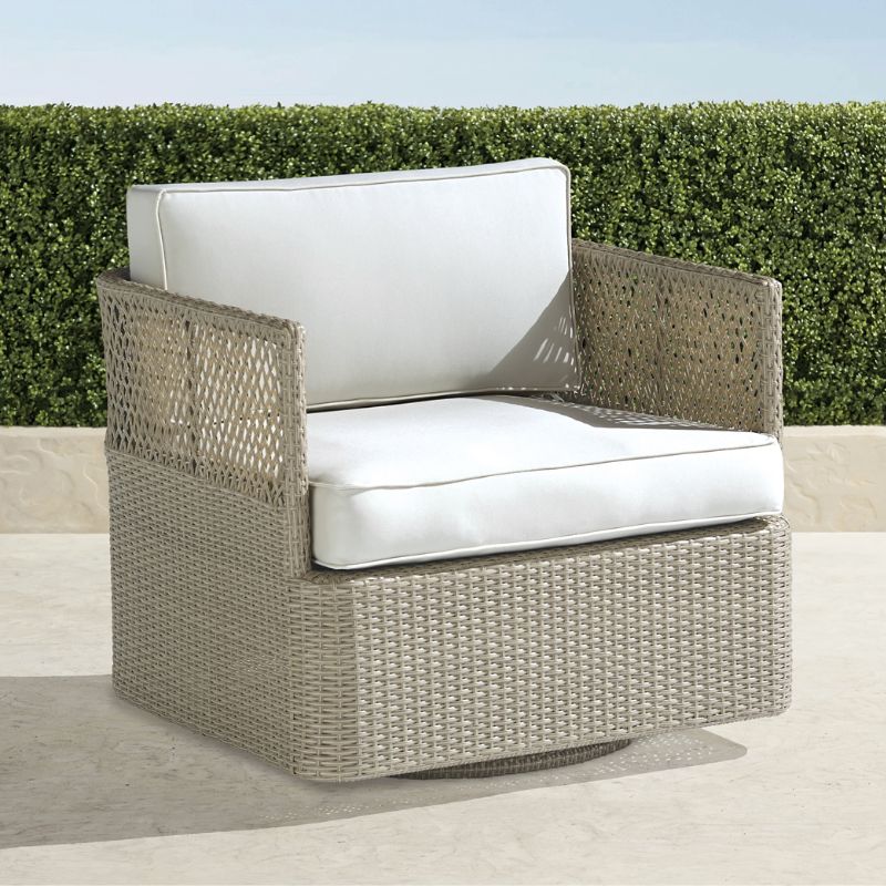 Frontgate Pasadena Swivel Lounge Chair In Dove Wicker