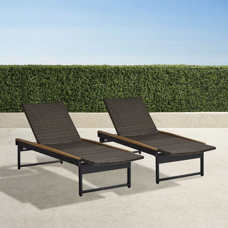 FRONTGATE SET OF 2 CANYON CHAISE LOUNGE IN METALLIC BRONZE WICKER 