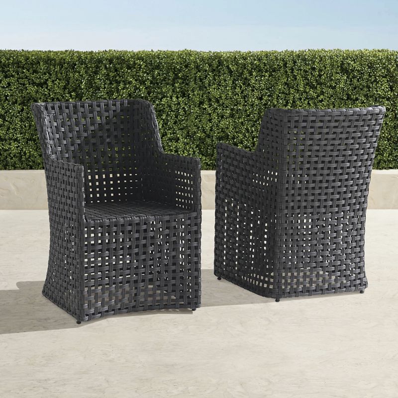 FRONTGATE SET OF 2 BOWMAN DINING ARM CHAIRS IN GRAPHITE WICKER 