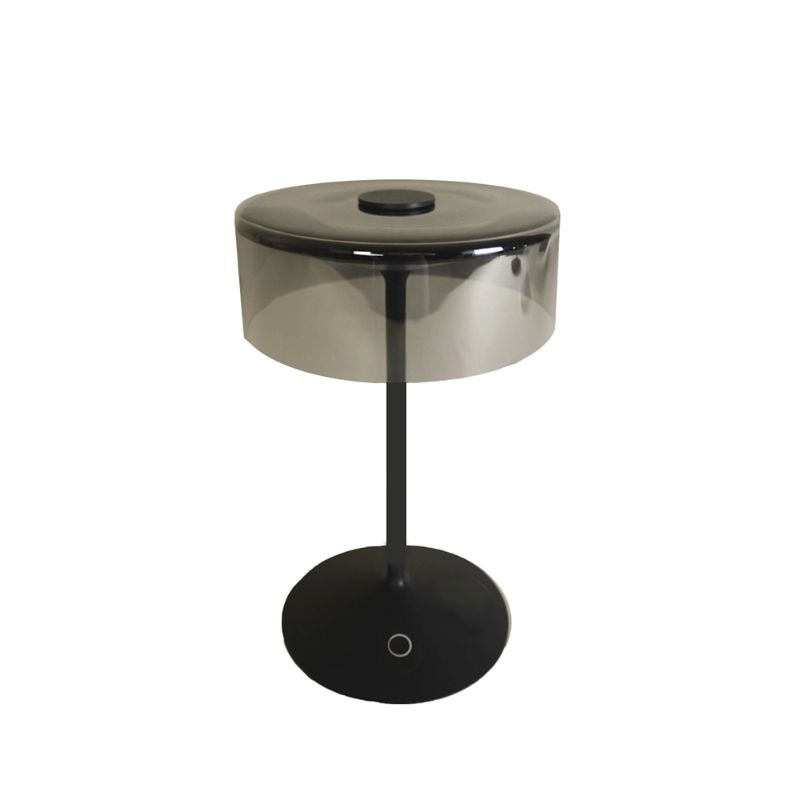 FRONTGATE MYLA RECHARGEABLE TABLE LAMP WITH GREY GLASS SHADE 