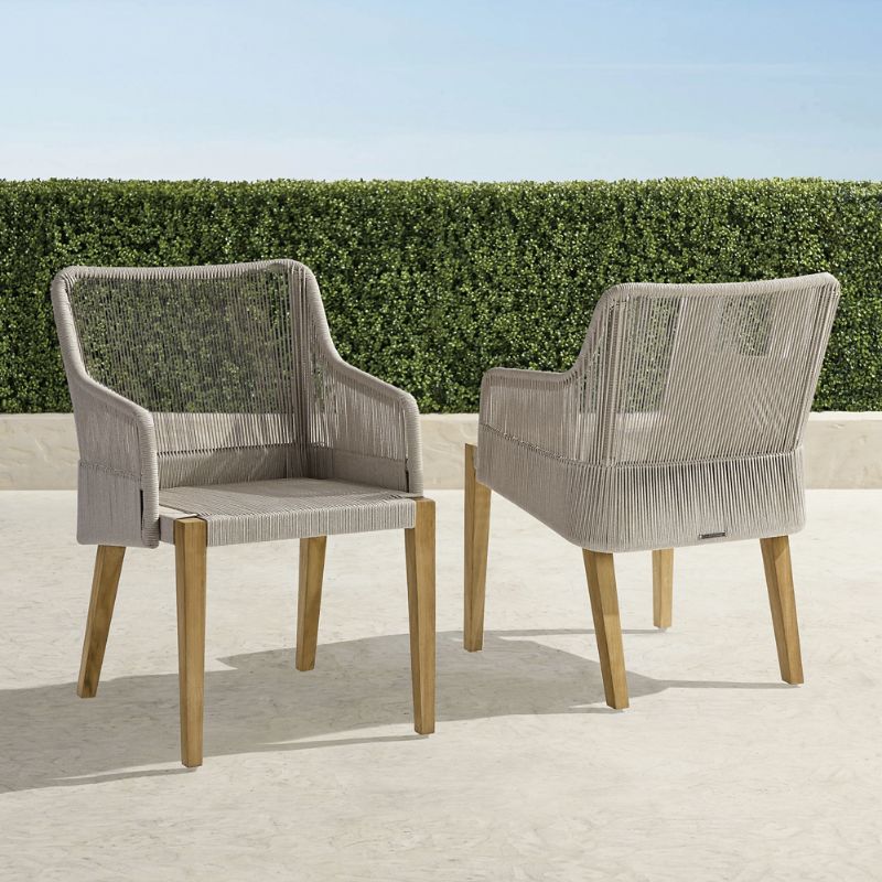 FRONTGATE SET OF 2 ROSETTI DINING ARM CHAIRS IN LINEN ROPE 