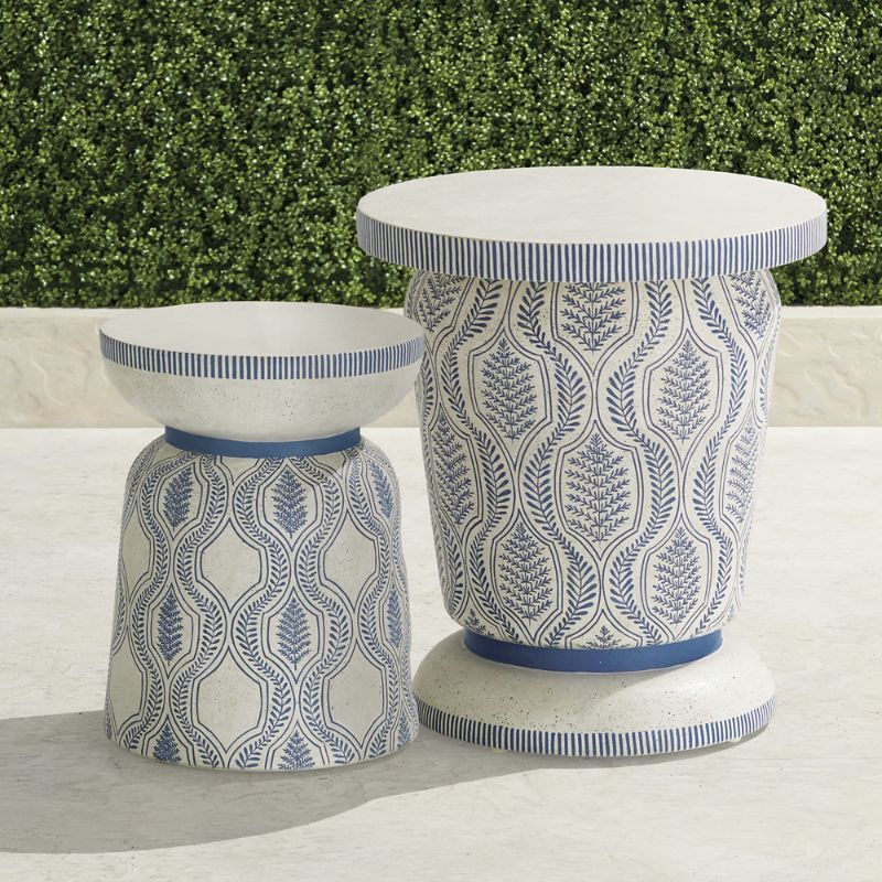 FRONTGATE COSENZA HANDPAINTED SIDE TABLE & ACCENT STOOL 