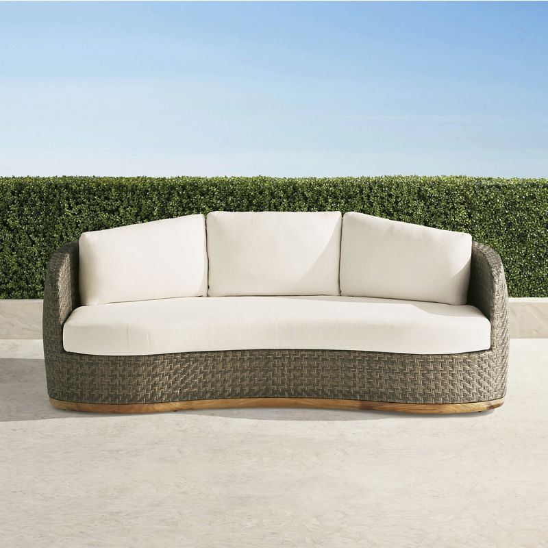Frontgate Santa Barbara Sofa With Cushions In Desert Wicker