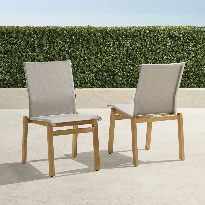 Frontgate Set Of 2 Newport Teak Dining Side Chairs In Sand