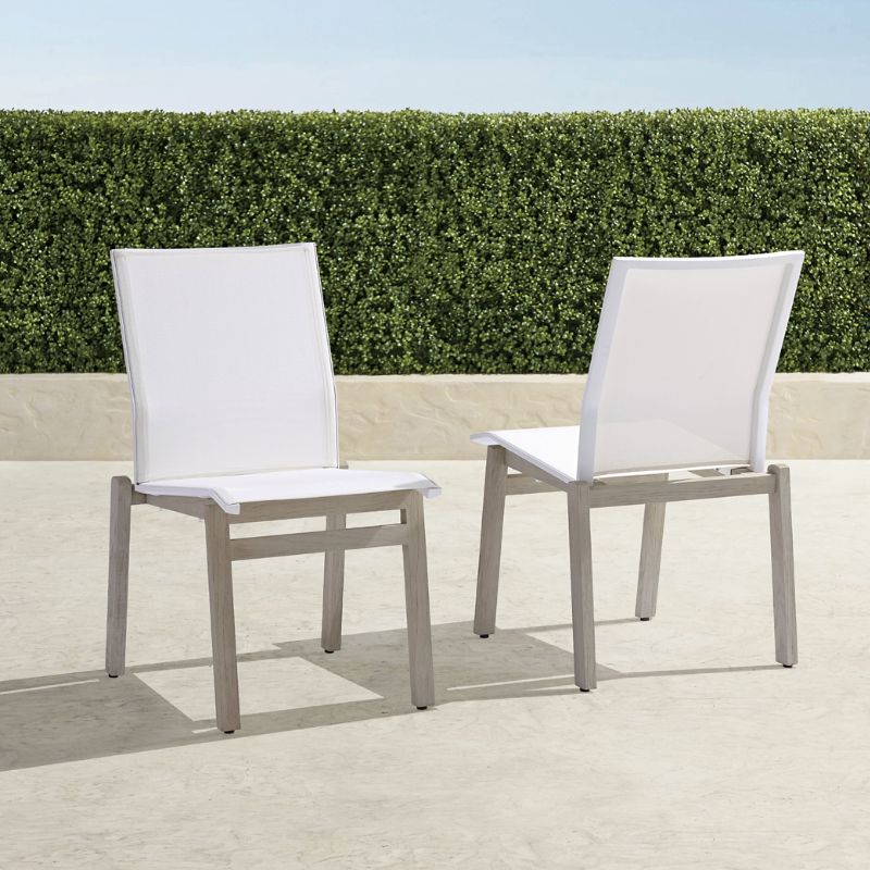 Frontgate Set Of 2 Newport Teak Dining Side Chairs In White