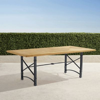 Carlisle Teak Top Rectangular Dining Table in Onyx Aluminum