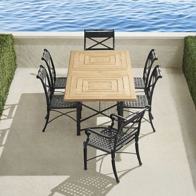 Carlisle 7-pc. Teak Top Dining Set in Onyx Aluminum