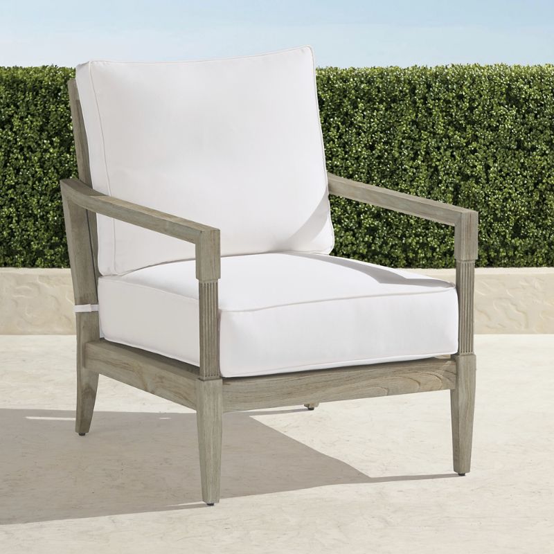 Frontgate Winhill Lounge Chair With Cushions In Weathered Teak