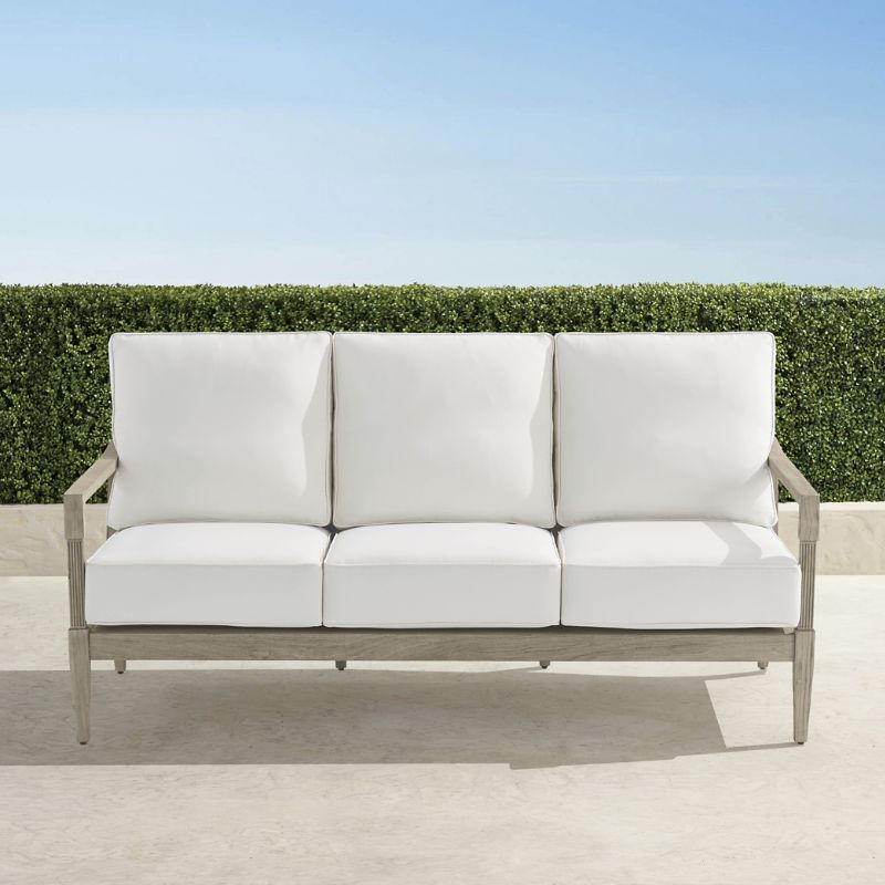 Frontgate Winhill Sofa With Cushions In Weathered Teak