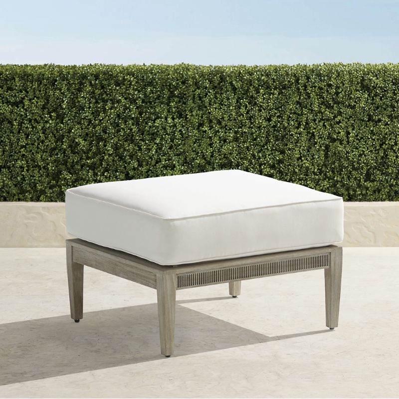 Frontgate Winhill Ottoman With Cushions In Weathered Teak
