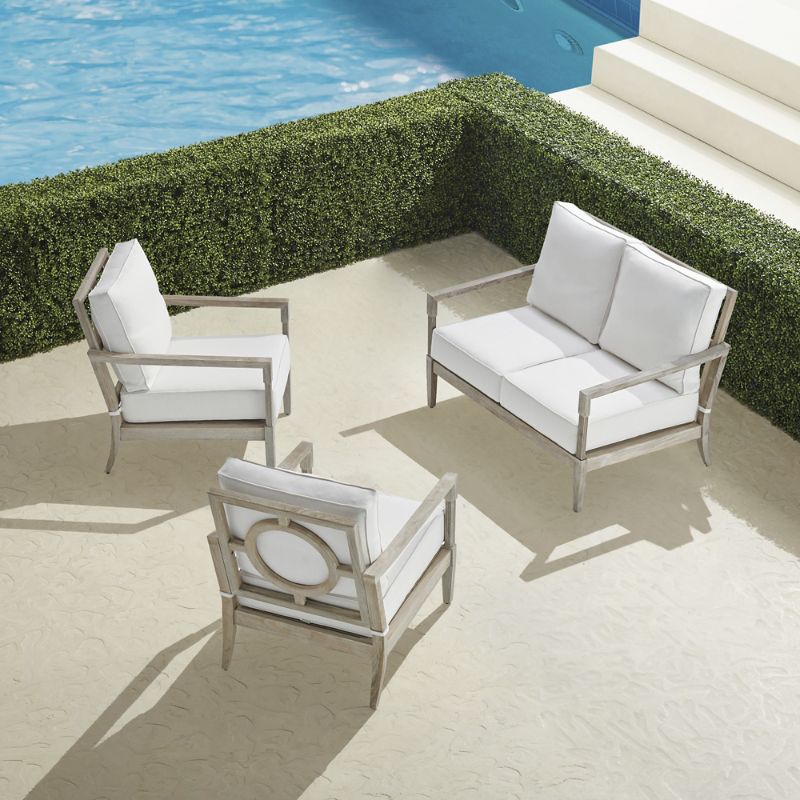 Frontgate Winhill 3-pc. Loveseat Set In Weathered Teak