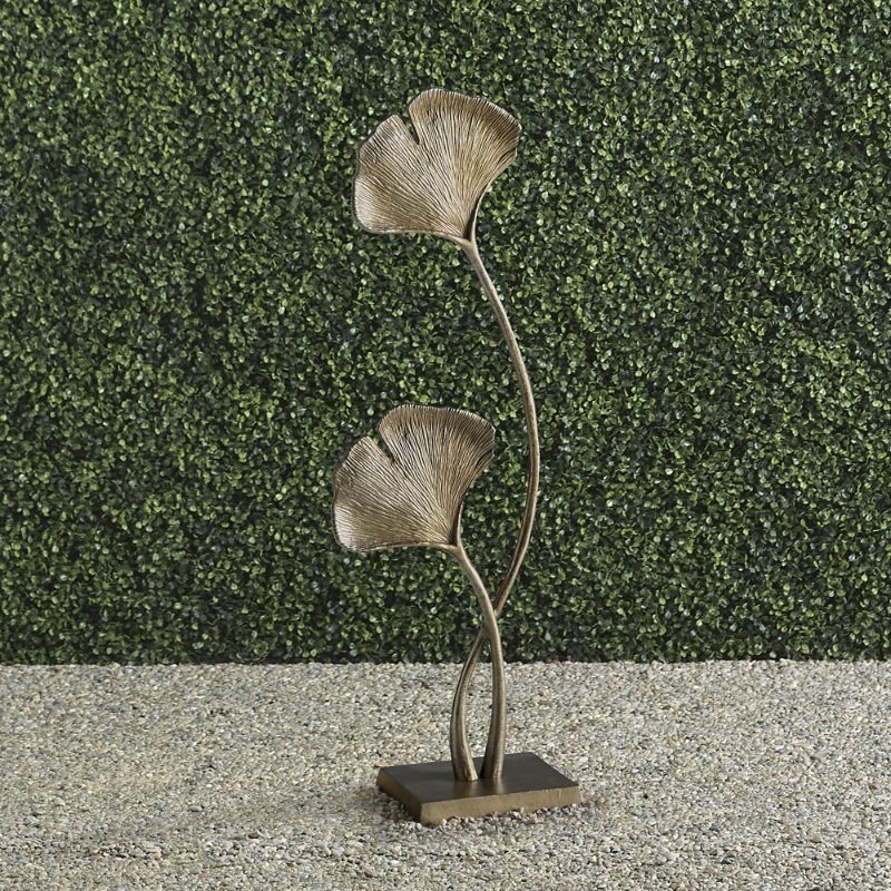 FRONTGATE GILDED GINGKO LEAF STATUE 