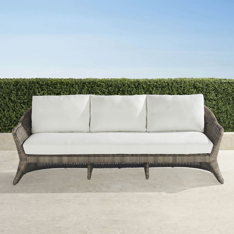 Frontgate Terrace Park Sofa With Cushions In Desert Wicker In White