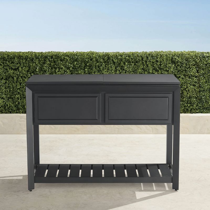 Frontgate Newport Aluminum Console With Beverage Tub In Matte Black Aluminum