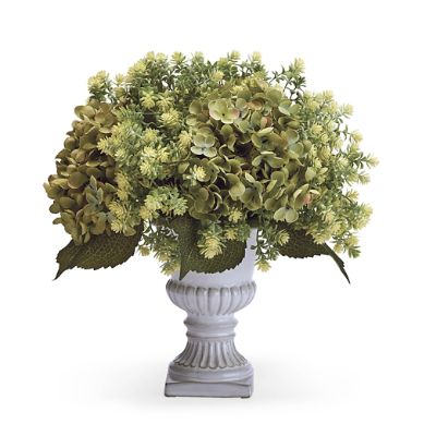 Enchanted Hydrangea and Sedum Bush in Ceramic Urn