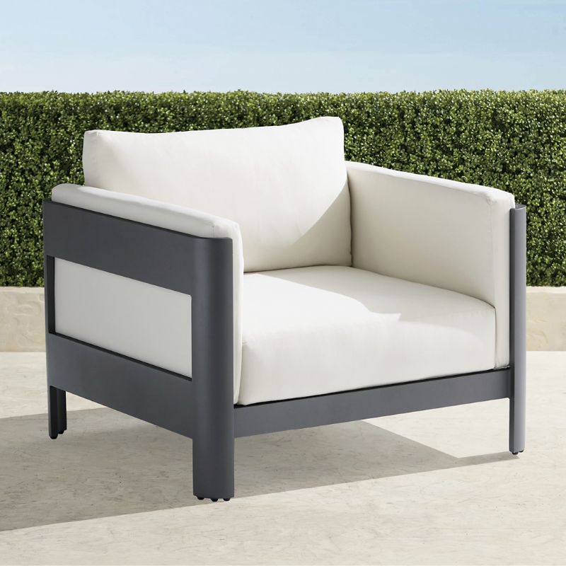 FRONTGATE AZORES LOUNGE CHAIR WITH CUSHIONS IN MATTE BLACK ALUMINUM 